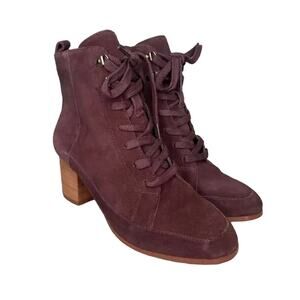 Violet & Red Jarvis Boots 6.5 NWOT Red Burgundy Combat Heel Ankle Booties Suede
